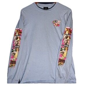 Huf Desire Shirt Men's Size M Blue Longsleeve Skater Females